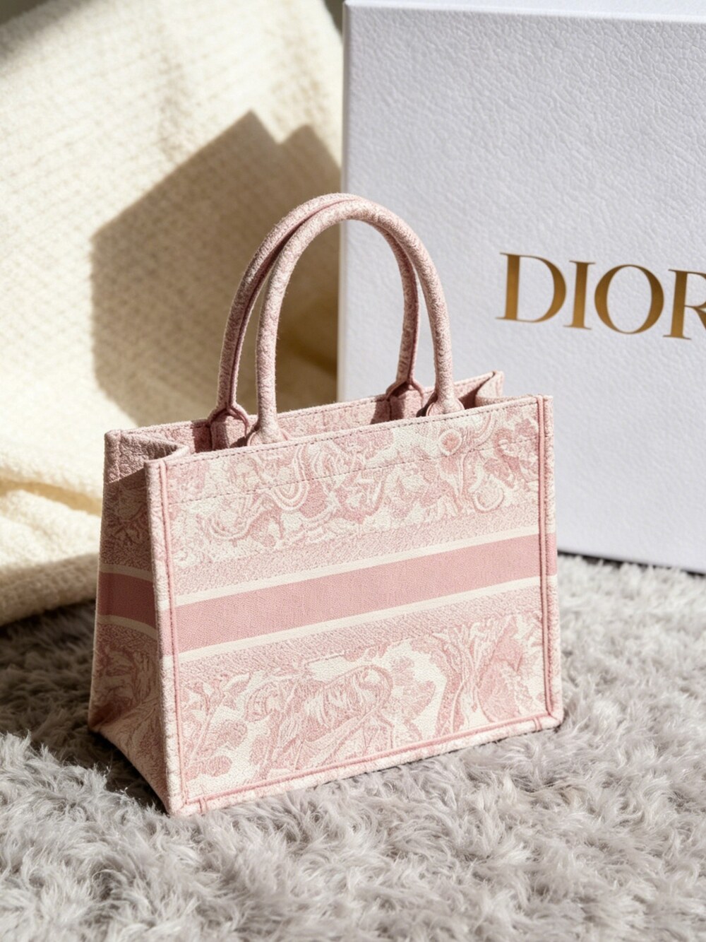 Large Dior Book Tote Bag Pink - Picture 5 of 6